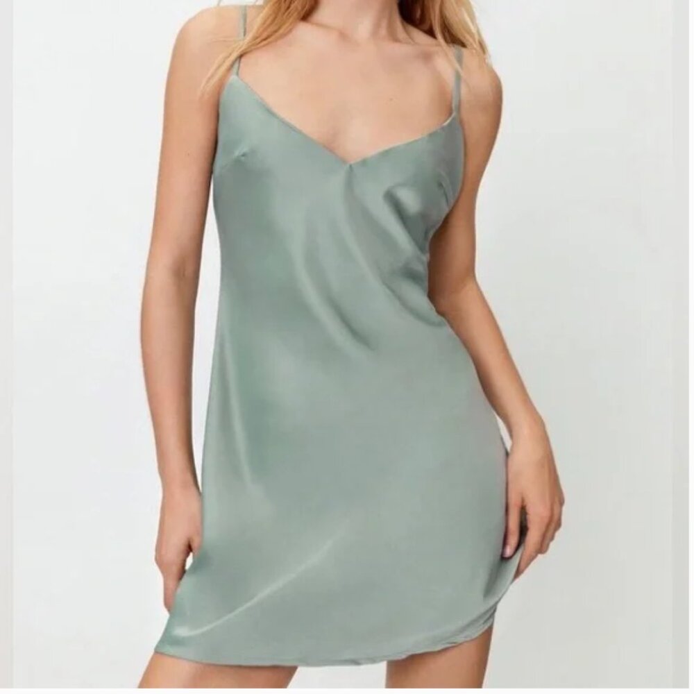 Nasty Gal sage green slip dress